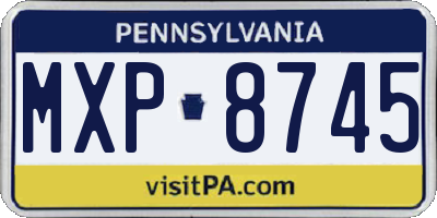 PA license plate MXP8745