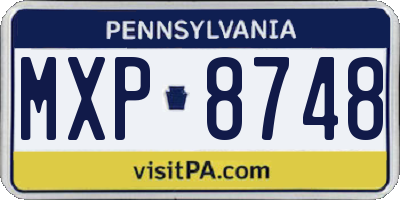 PA license plate MXP8748