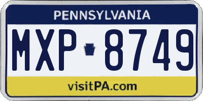 PA license plate MXP8749