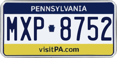 PA license plate MXP8752