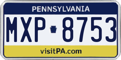 PA license plate MXP8753
