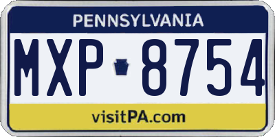 PA license plate MXP8754