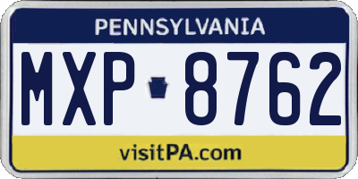 PA license plate MXP8762