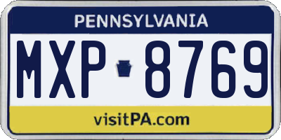 PA license plate MXP8769