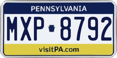 PA license plate MXP8792