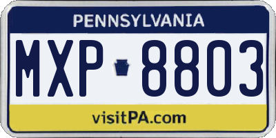 PA license plate MXP8803