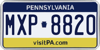 PA license plate MXP8820