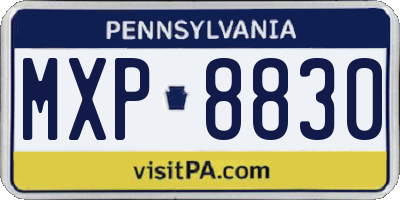 PA license plate MXP8830