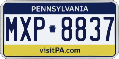 PA license plate MXP8837