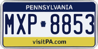 PA license plate MXP8853