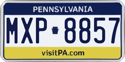 PA license plate MXP8857