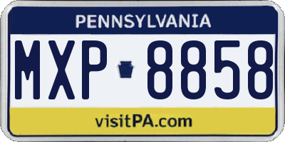 PA license plate MXP8858