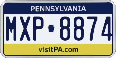 PA license plate MXP8874