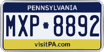 PA license plate MXP8892