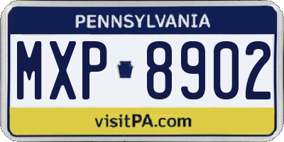PA license plate MXP8902