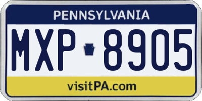 PA license plate MXP8905