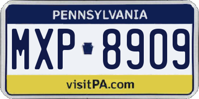 PA license plate MXP8909