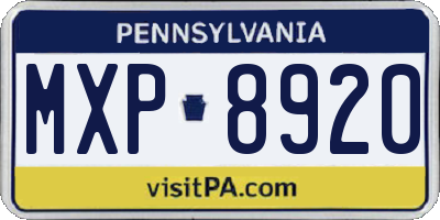 PA license plate MXP8920
