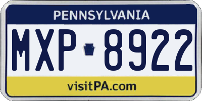 PA license plate MXP8922