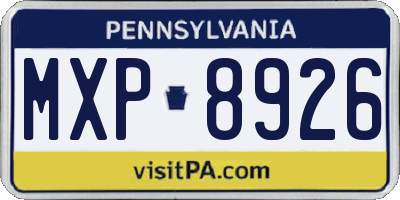 PA license plate MXP8926