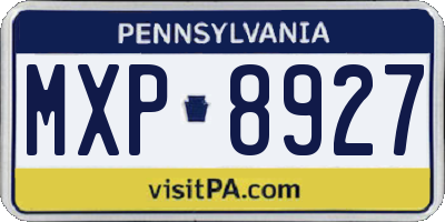 PA license plate MXP8927