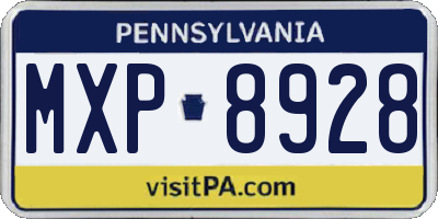 PA license plate MXP8928