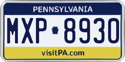 PA license plate MXP8930