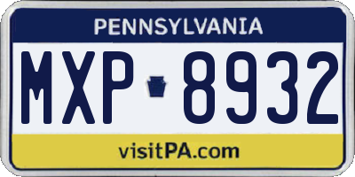PA license plate MXP8932