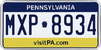 PA license plate MXP8934