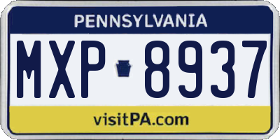 PA license plate MXP8937