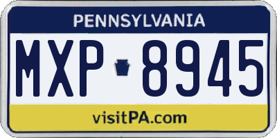 PA license plate MXP8945