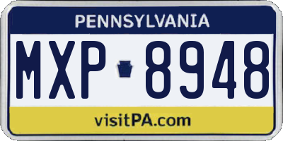 PA license plate MXP8948