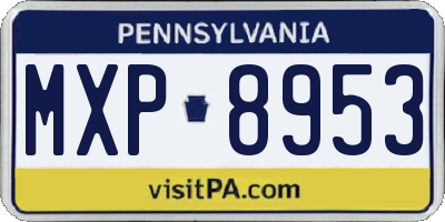PA license plate MXP8953