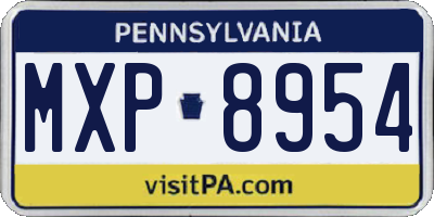 PA license plate MXP8954