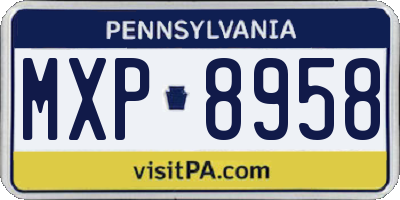 PA license plate MXP8958