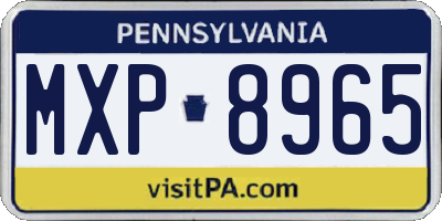 PA license plate MXP8965