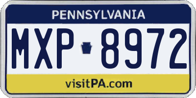 PA license plate MXP8972