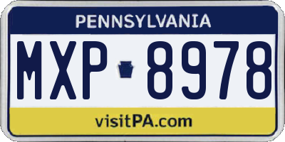 PA license plate MXP8978