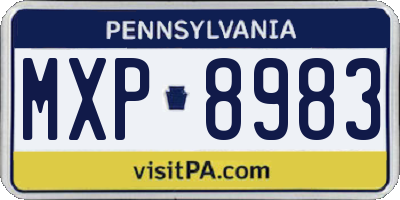 PA license plate MXP8983