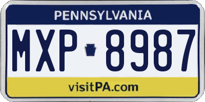 PA license plate MXP8987