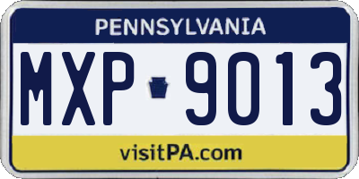 PA license plate MXP9013