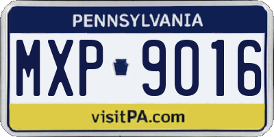 PA license plate MXP9016