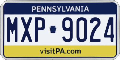PA license plate MXP9024