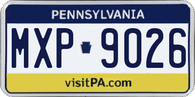 PA license plate MXP9026