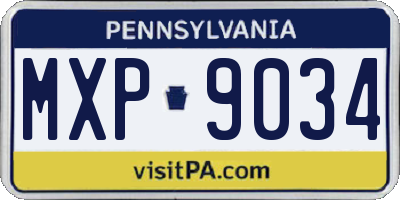 PA license plate MXP9034