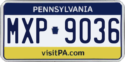PA license plate MXP9036