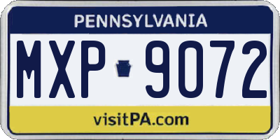 PA license plate MXP9072