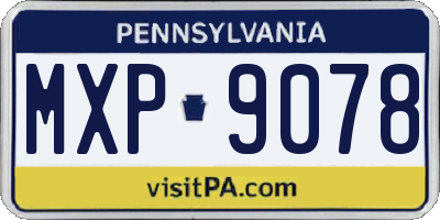 PA license plate MXP9078