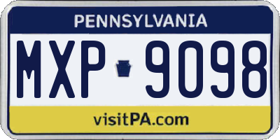 PA license plate MXP9098
