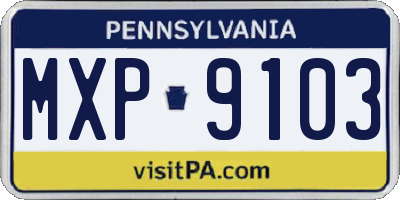 PA license plate MXP9103